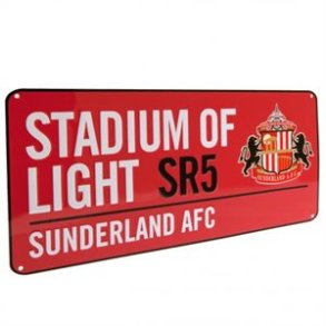 Sunderland farvet street sign (skilt i metal,med klub adresse)